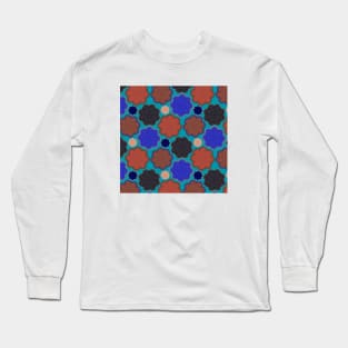 Blue & Red Floral Pattern Long Sleeve T-Shirt